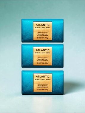 Bath & Body Works Atlantic Men’s Shea Butter Cleansing Bar Soap Set of 3pk New